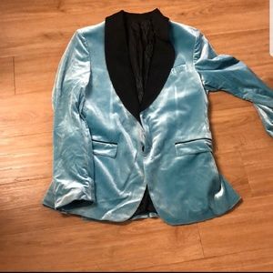 Zara blue velvet blazer